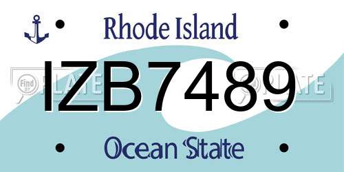 IZB7489 Rhode Island License Plate