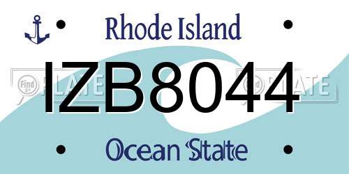 IZB8044 Rhode Island License Plate