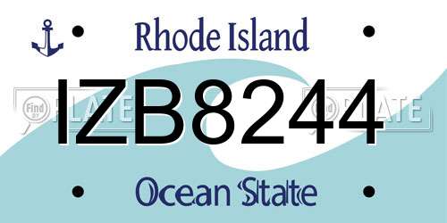 IZB8244 Rhode Island License Plate
