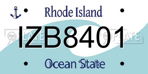 IZB8401 Rhode Island License Plate