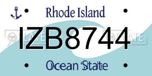 IZB8744 Rhode Island License Plate