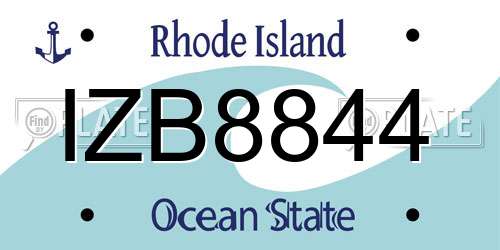 IZB8844 Rhode Island License Plate