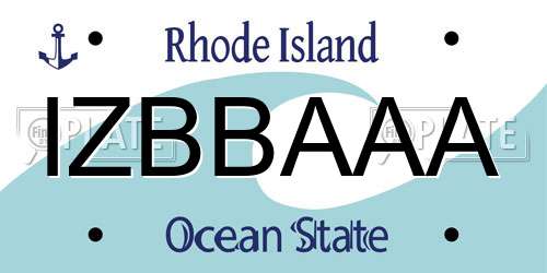 IZBBAAA Rhode Island License Plate