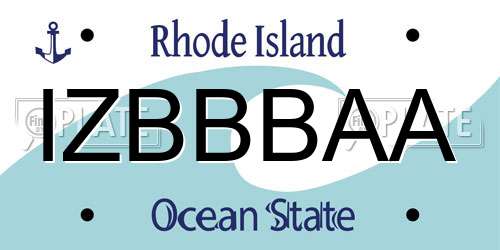 IZBBBAA Rhode Island License Plate