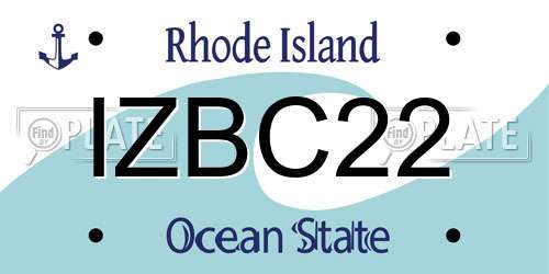 IZBC22 Rhode Island License Plate