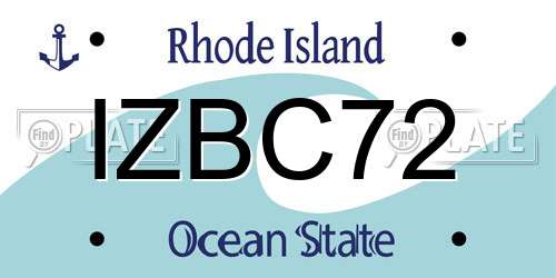 IZBC72 Rhode Island License Plate