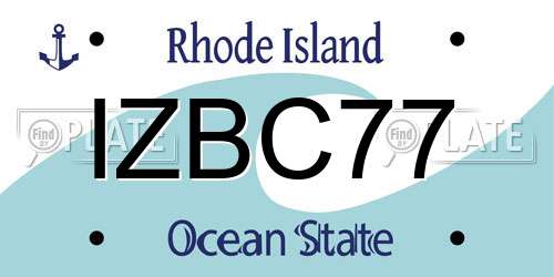 IZBC77 Rhode Island License Plate