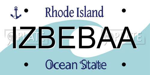 IZBEBAA Rhode Island License Plate
