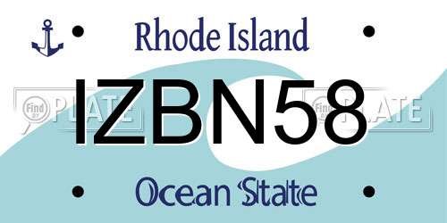 IZBN58 Rhode Island License Plate