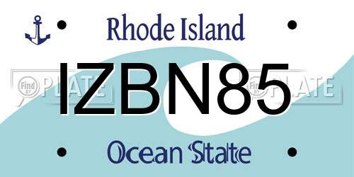 IZBN85 Rhode Island License Plate