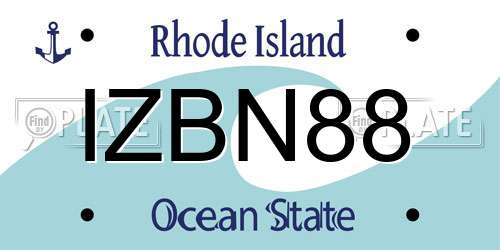 IZBN88 Rhode Island License Plate