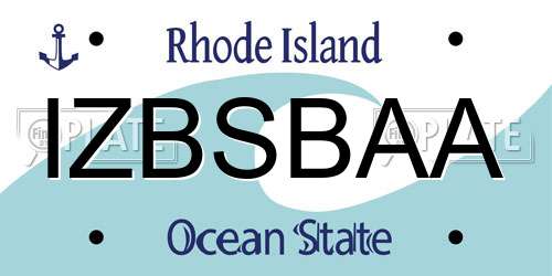 IZBSBAA Rhode Island License Plate