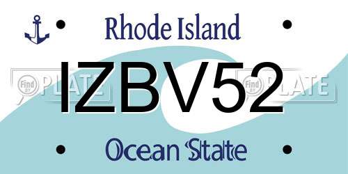 IZBV52 Rhode Island License Plate