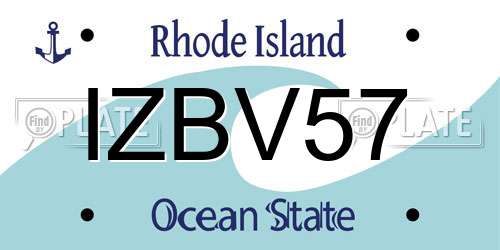 IZBV57 Rhode Island License Plate