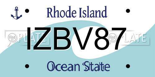 IZBV87 Rhode Island License Plate