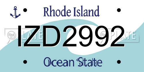 IZD2992 Rhode Island License Plate