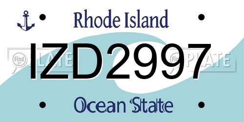 IZD2997 Rhode Island License Plate