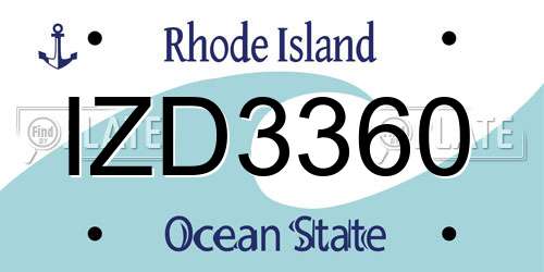 IZD3360 Rhode Island License Plate