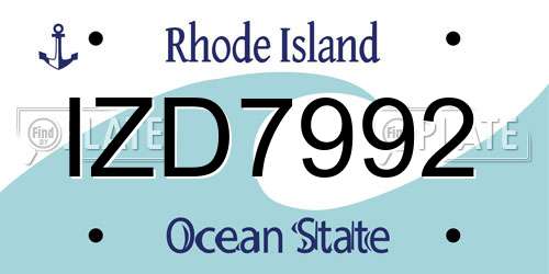 IZD7992 Rhode Island License Plate