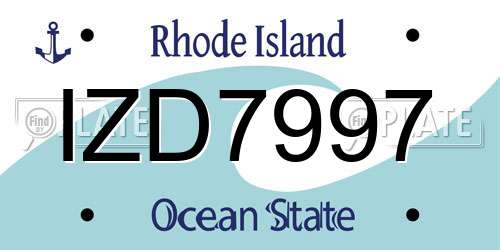 IZD7997 Rhode Island License Plate