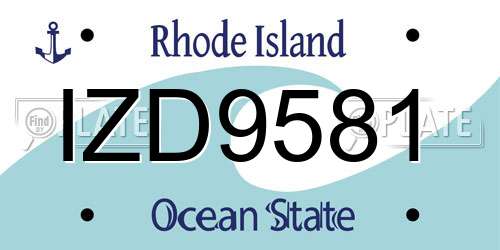 IZD9581 Rhode Island License Plate