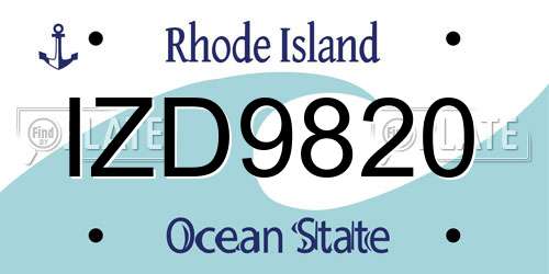 IZD9820 Rhode Island License Plate