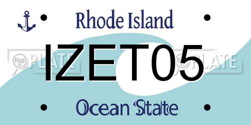 IZET05 Rhode Island License Plate