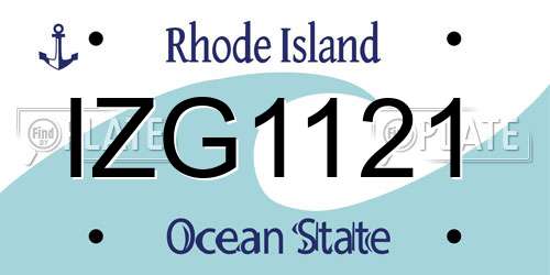 IZG1121 Rhode Island License Plate