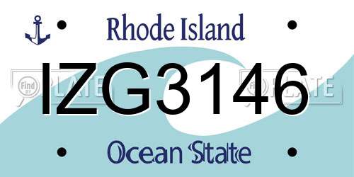 IZG3146 Rhode Island License Plate