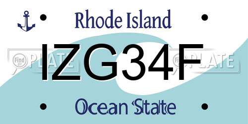 IZG34F Rhode Island License Plate