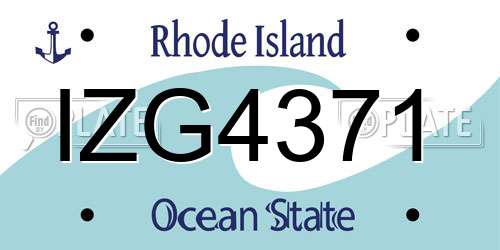 IZG4371 Rhode Island License Plate