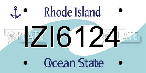 IZI6124 Rhode Island License Plate