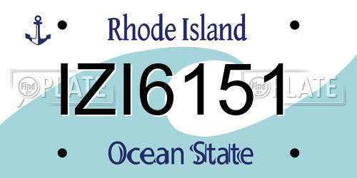 IZI6151 Rhode Island License Plate
