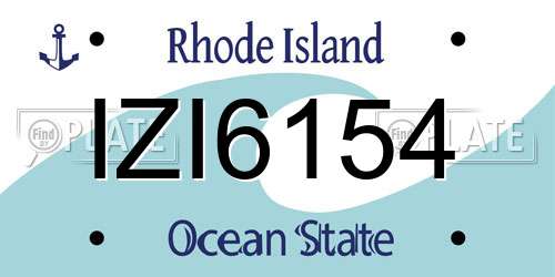 IZI6154 Rhode Island License Plate