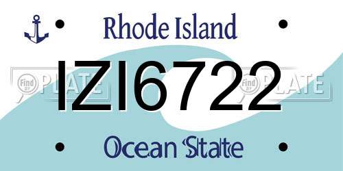 IZI6722 Rhode Island License Plate