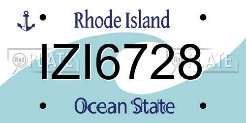IZI6728 Rhode Island License Plate