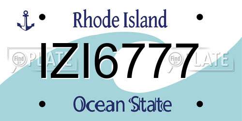 IZI6777 Rhode Island License Plate