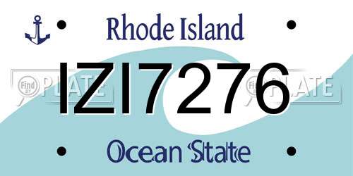 IZI7276 Rhode Island License Plate