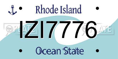 IZI7776 Rhode Island License Plate