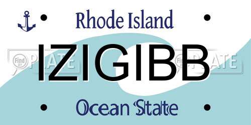 IZIGIBB Rhode Island License Plate