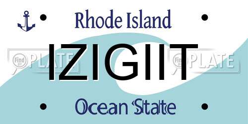 IZIGIIT Rhode Island License Plate