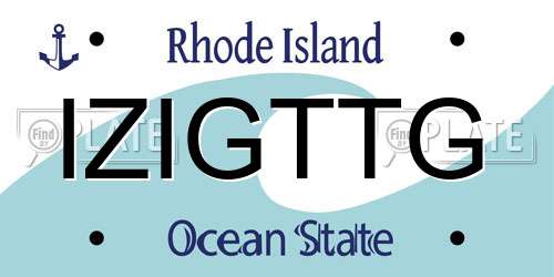 IZIGTTG Rhode Island License Plate