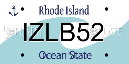 IZLB52 Rhode Island License Plate