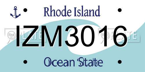 IZM3016 Rhode Island License Plate