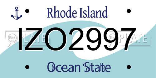 IZO2997 Rhode Island License Plate