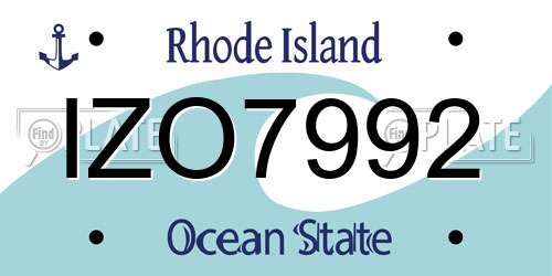 IZO7992 Rhode Island License Plate