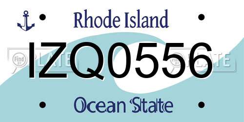 IZQ0556 Rhode Island License Plate