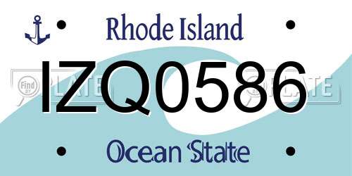 IZQ0586 Rhode Island License Plate