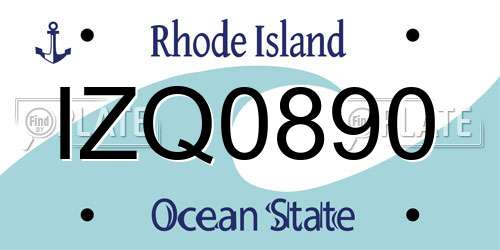 IZQ0890 Rhode Island License Plate