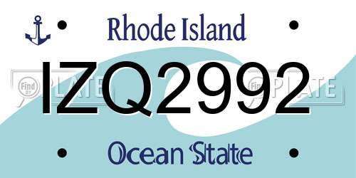 IZQ2992 Rhode Island License Plate